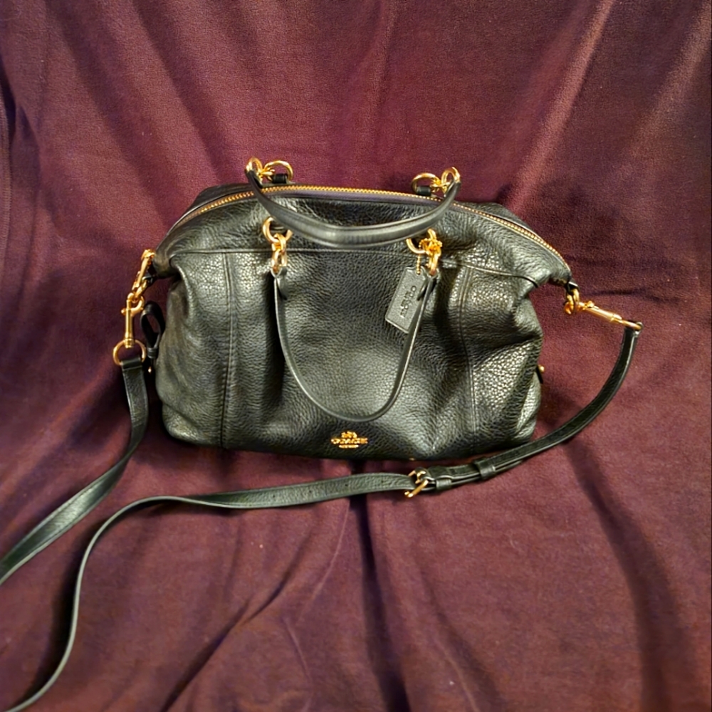 Coach Black Leather Satchel Purse.